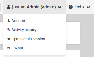 The account user drop down menu