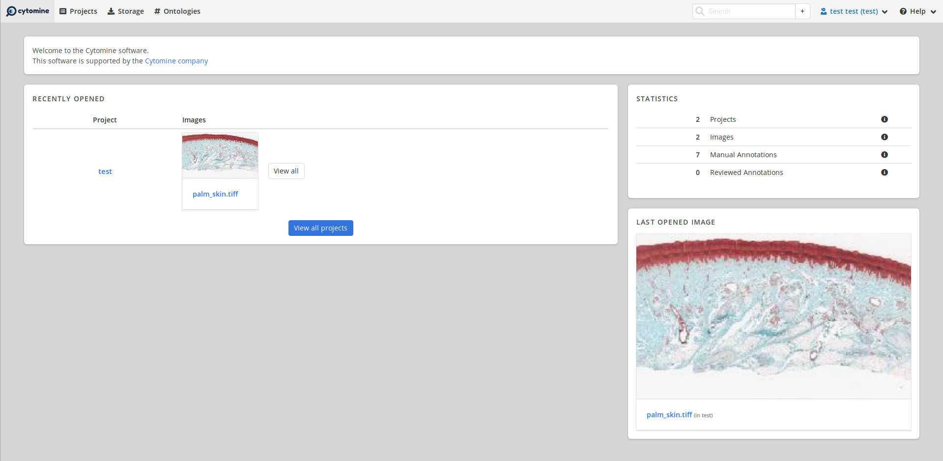 The user dashboard